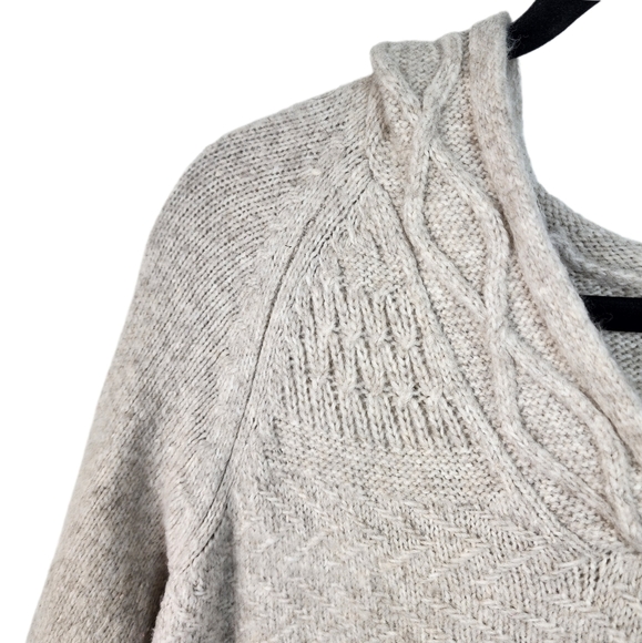 Sonoma Cream Cable Knit Hoodie Sweater Pullover Sweatshirt Super Soft - Picture 2 of 4